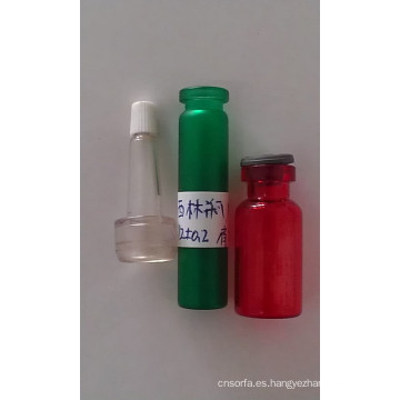 Botella de cristal verde y rojo tubular para Cillion